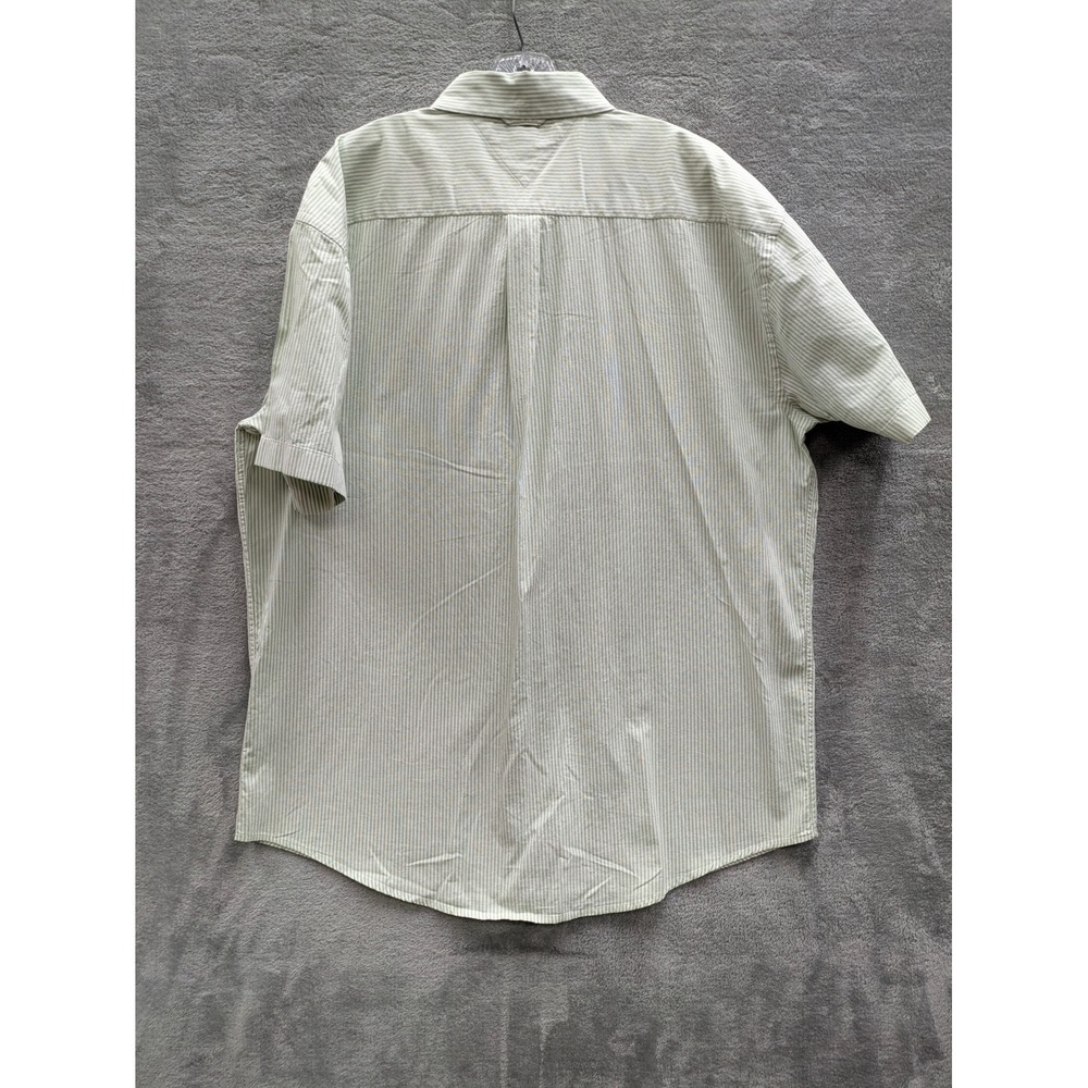 Tommy Hilfiger Short Sleeve Button Down Shirt Mens XXL Green White Striped - Picture 7 of 10